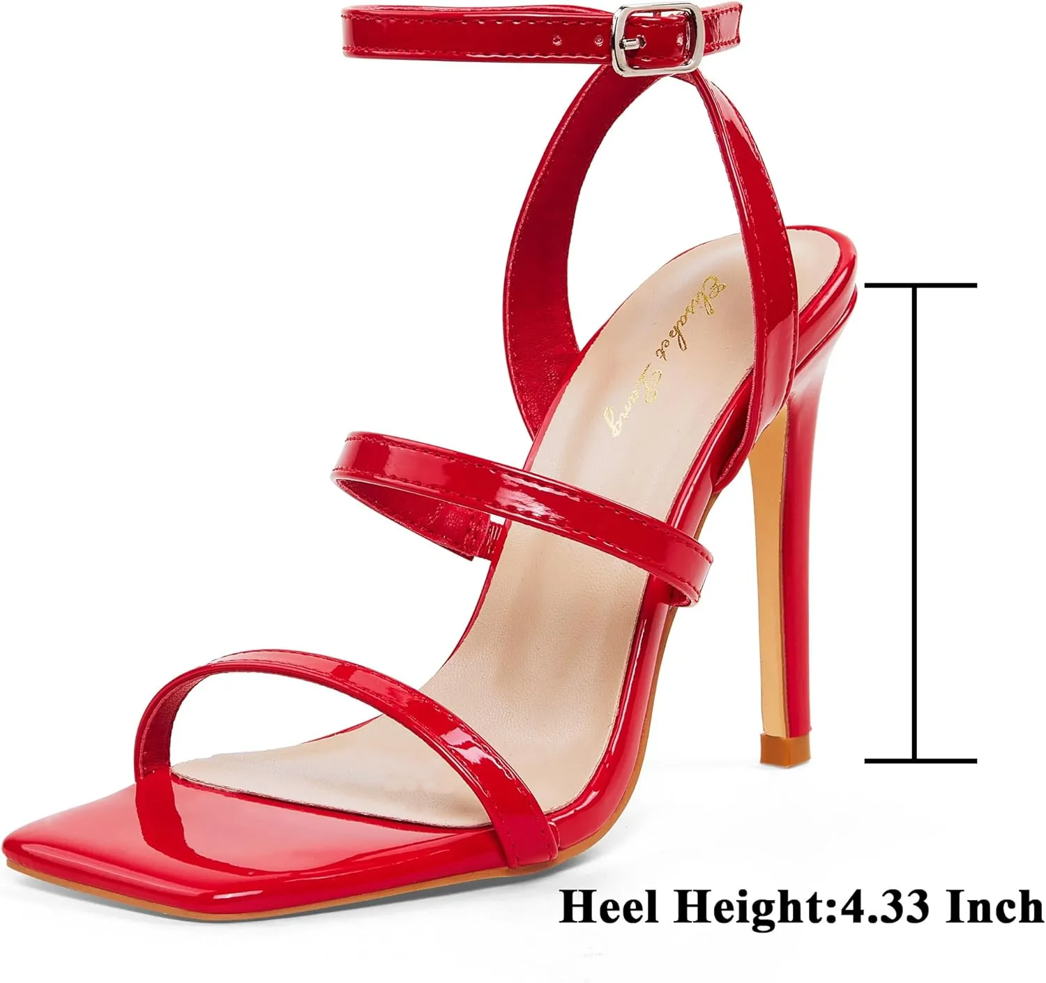 Elisabet Tang Elegant Black High Heeled Sandals for Women – Adjustable Straps, Square Toe, Stiletto Pumps for Party, Evening, and Formal Occasions
