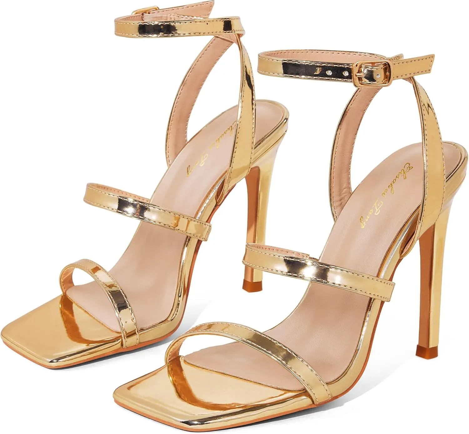 Elisabet Tang Elegant Black High Heeled Sandals for Women – Adjustable Straps, Square Toe, Stiletto Pumps for Party, Evening, and Formal Occasions