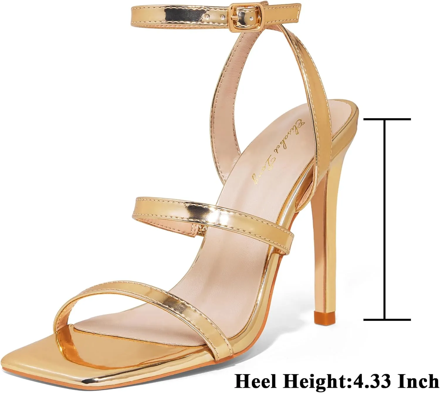 Elisabet Tang Elegant Black High Heeled Sandals for Women – Adjustable Straps, Square Toe, Stiletto Pumps for Party, Evening, and Formal Occasions