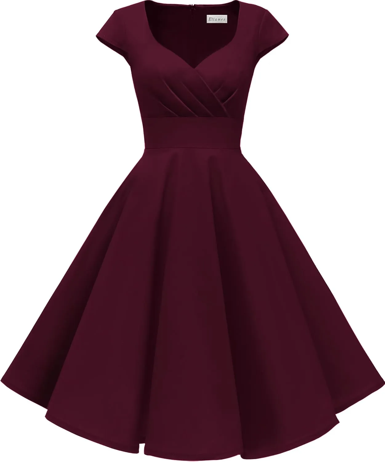 Ellames Women's 1950s Retro Vintage Dresses Elegant 2025 Cocktail Party Dress Cap Sleeve Dress with Pocket