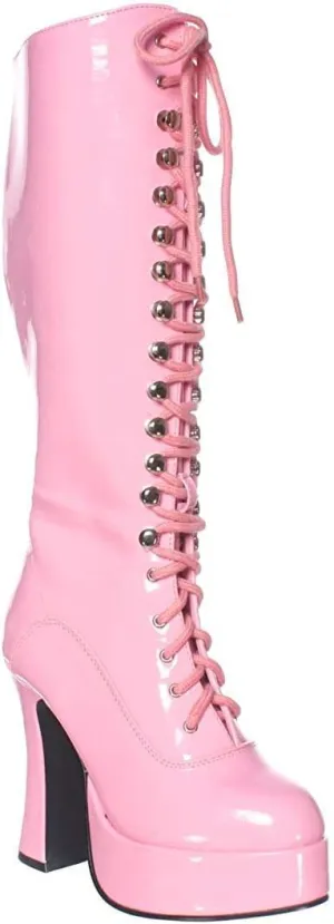 Ellie Shoes Women's Easy 5 Inch Flared Heel Knee High Boots Pink 10