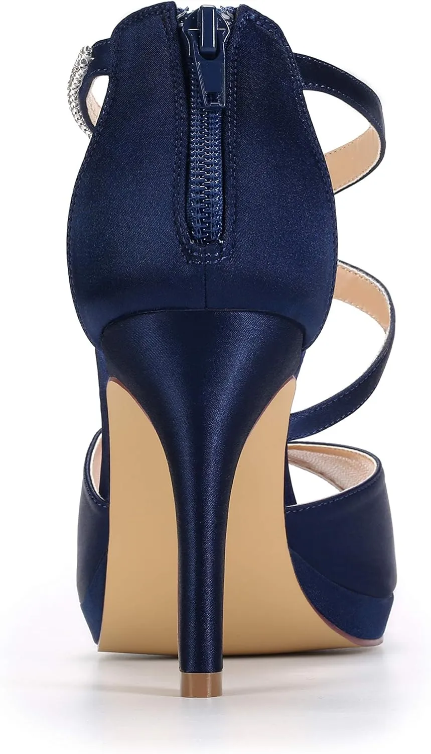ERIJUNOR High Heel Sandals Peep Toe S-Strap Prom Wedding Evening Shoes