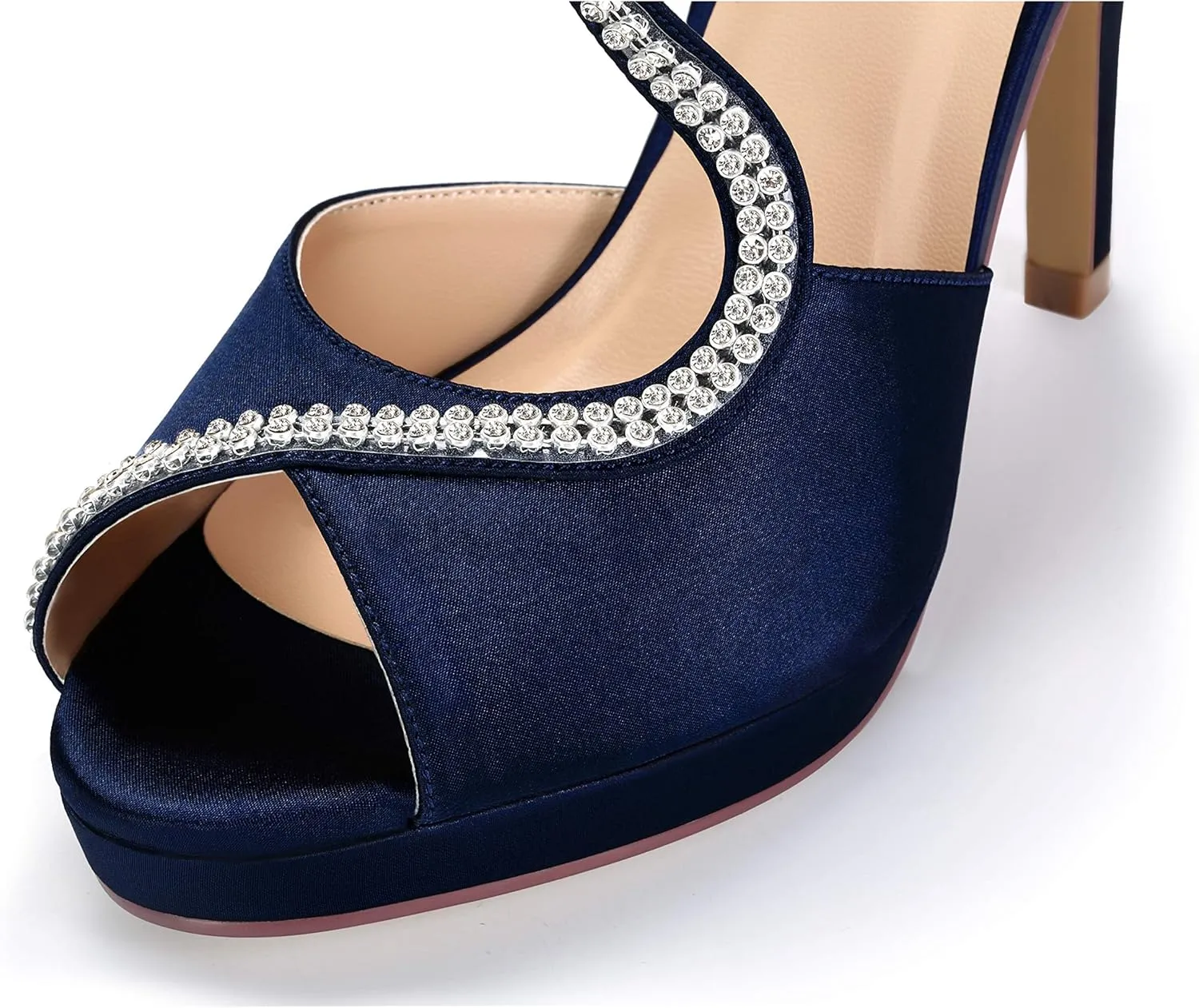ERIJUNOR High Heel Sandals Peep Toe S-Strap Prom Wedding Evening Shoes