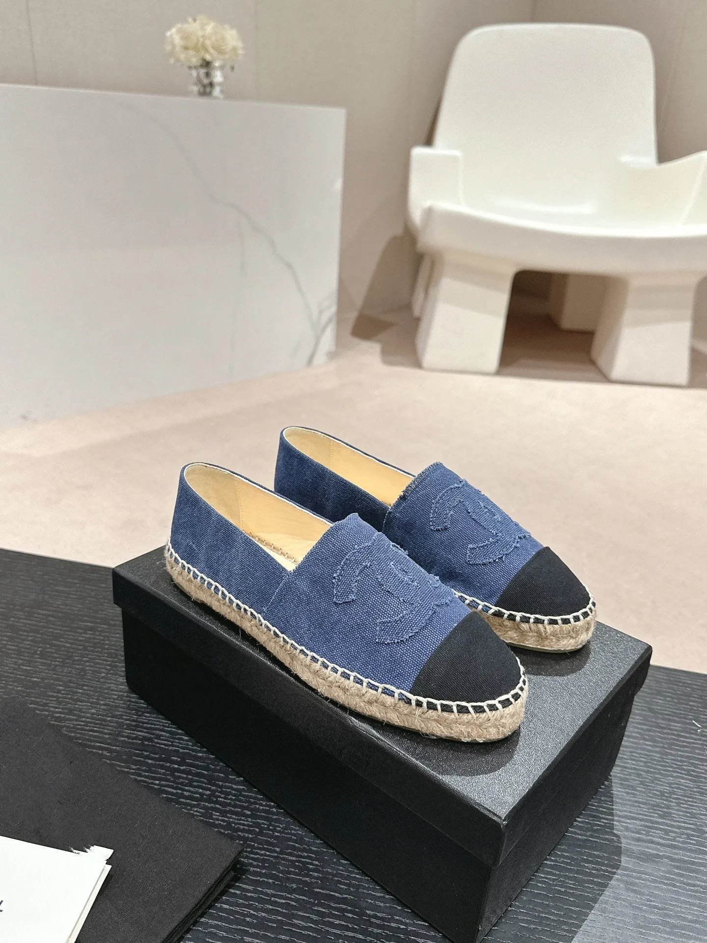 espadrilles dark blue black denim