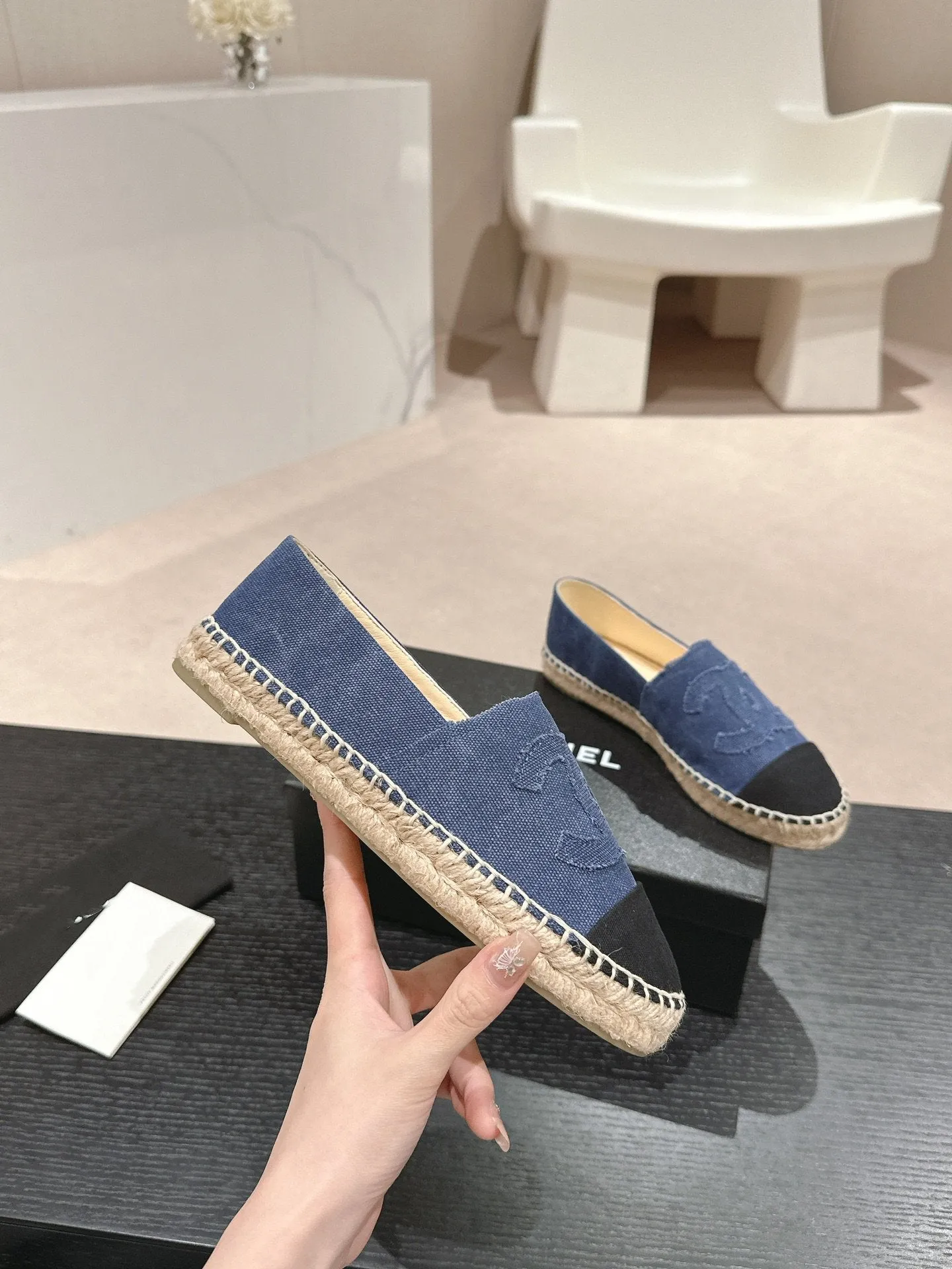 espadrilles dark blue black denim