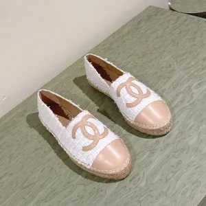 espadrilles grey tweed beige calfskin