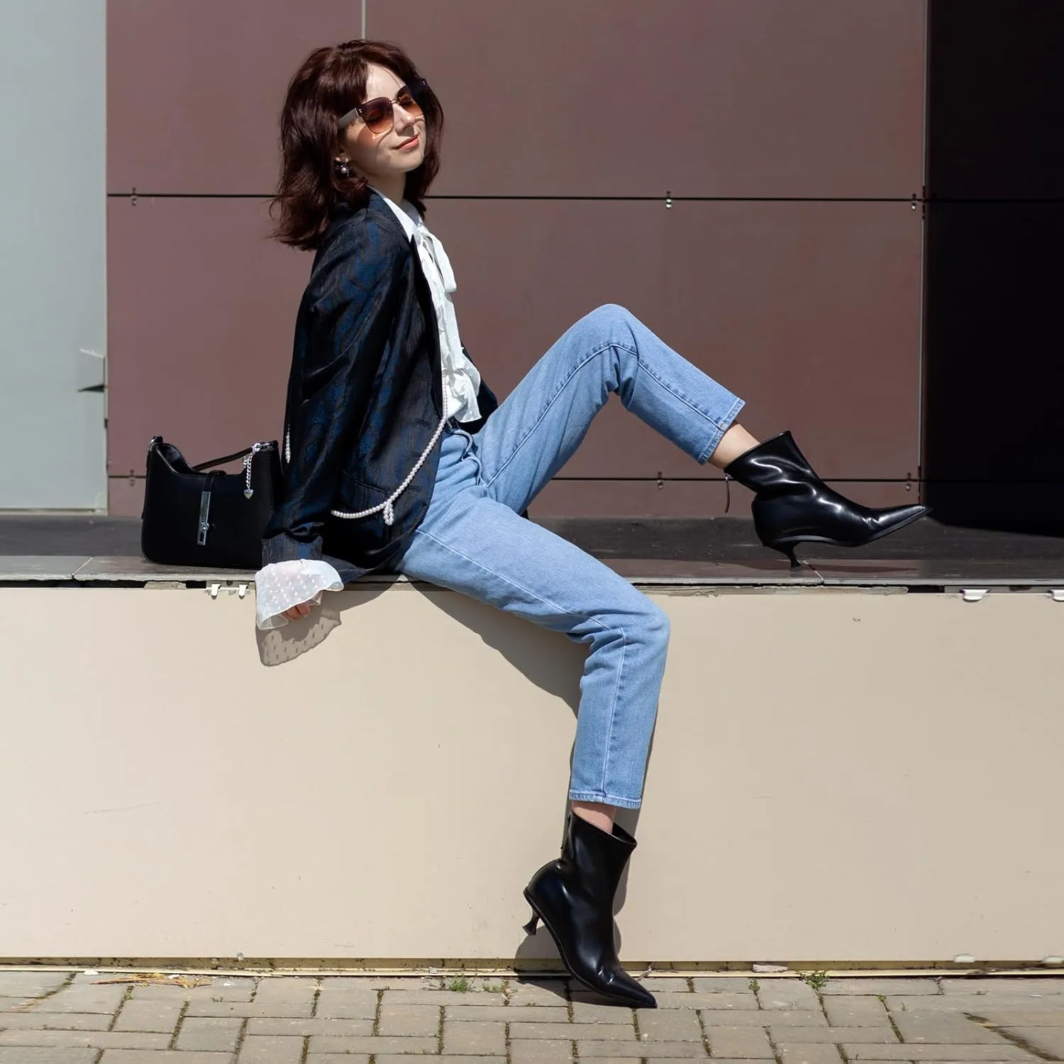 Fashion Ankle Boots For Women Women's Pointed Toe Winter Zipper High Heels Booties