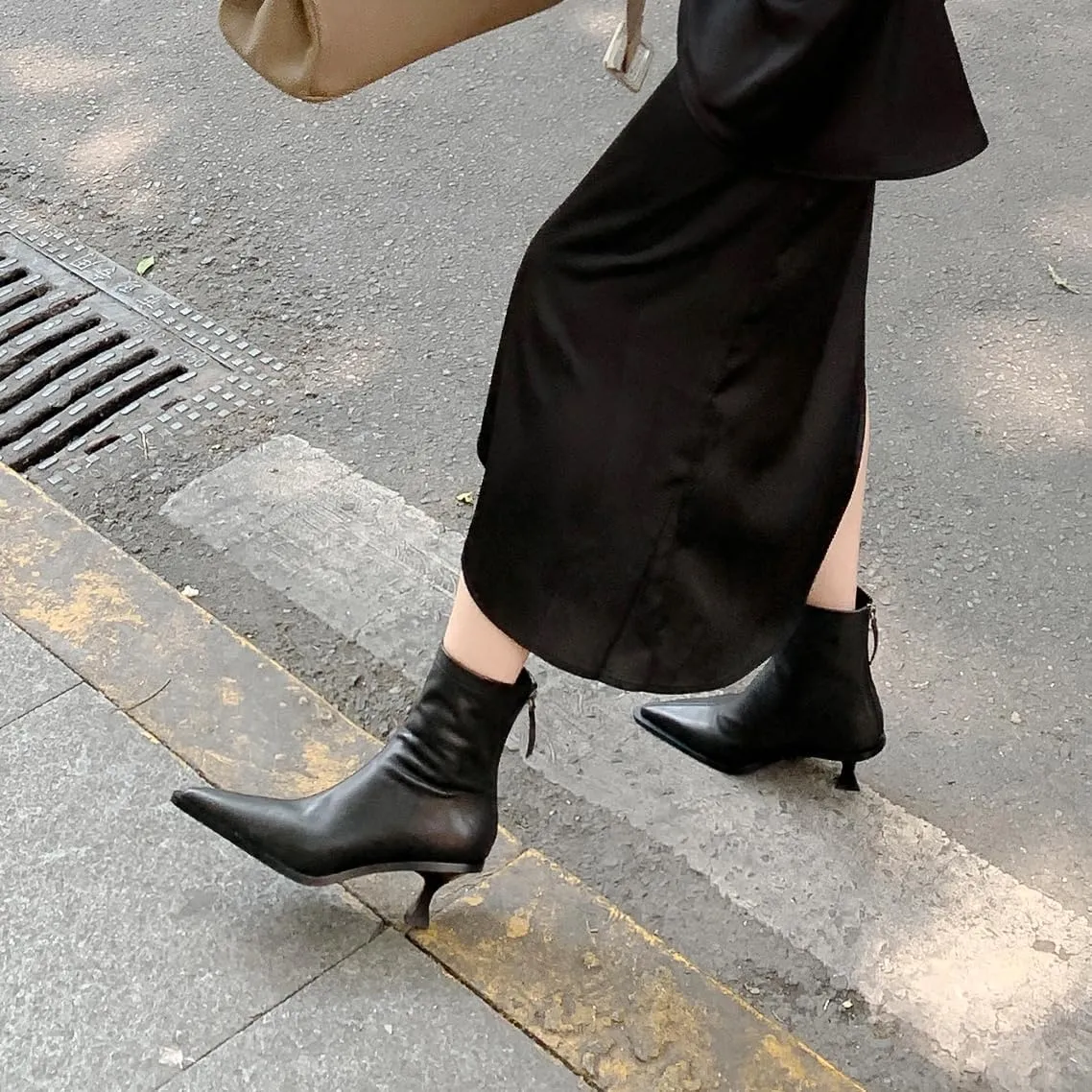 Fashion Ankle Boots For Women Women's Pointed Toe Winter Zipper High Heels Booties
