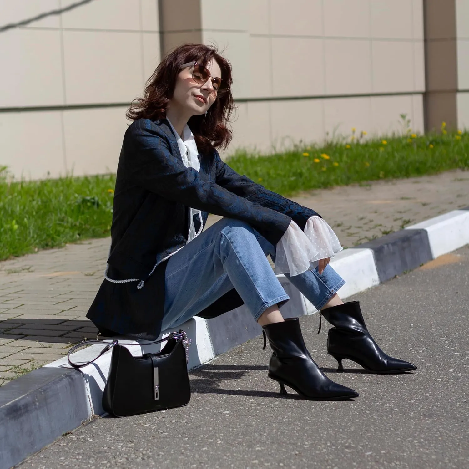Fashion Ankle Boots For Women Women's Pointed Toe Winter Zipper High Heels Booties