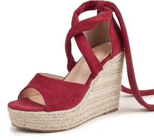 Fashion Woman Bandage Sandals, Women's Hemp Rope Platform & Wedge Sandals, Women Cross Straps Thick Bottom Sandals