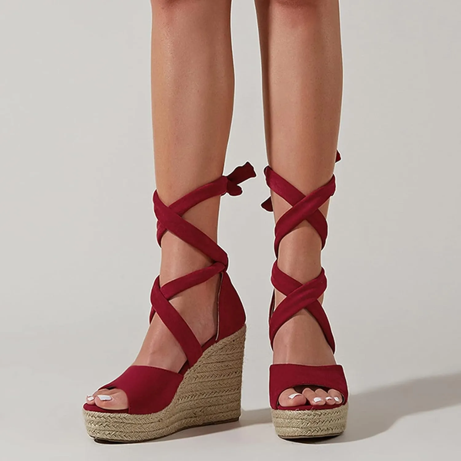Fashion Woman Bandage Sandals, Women's Hemp Rope Platform & Wedge Sandals, Women Cross Straps Thick Bottom Sandals
