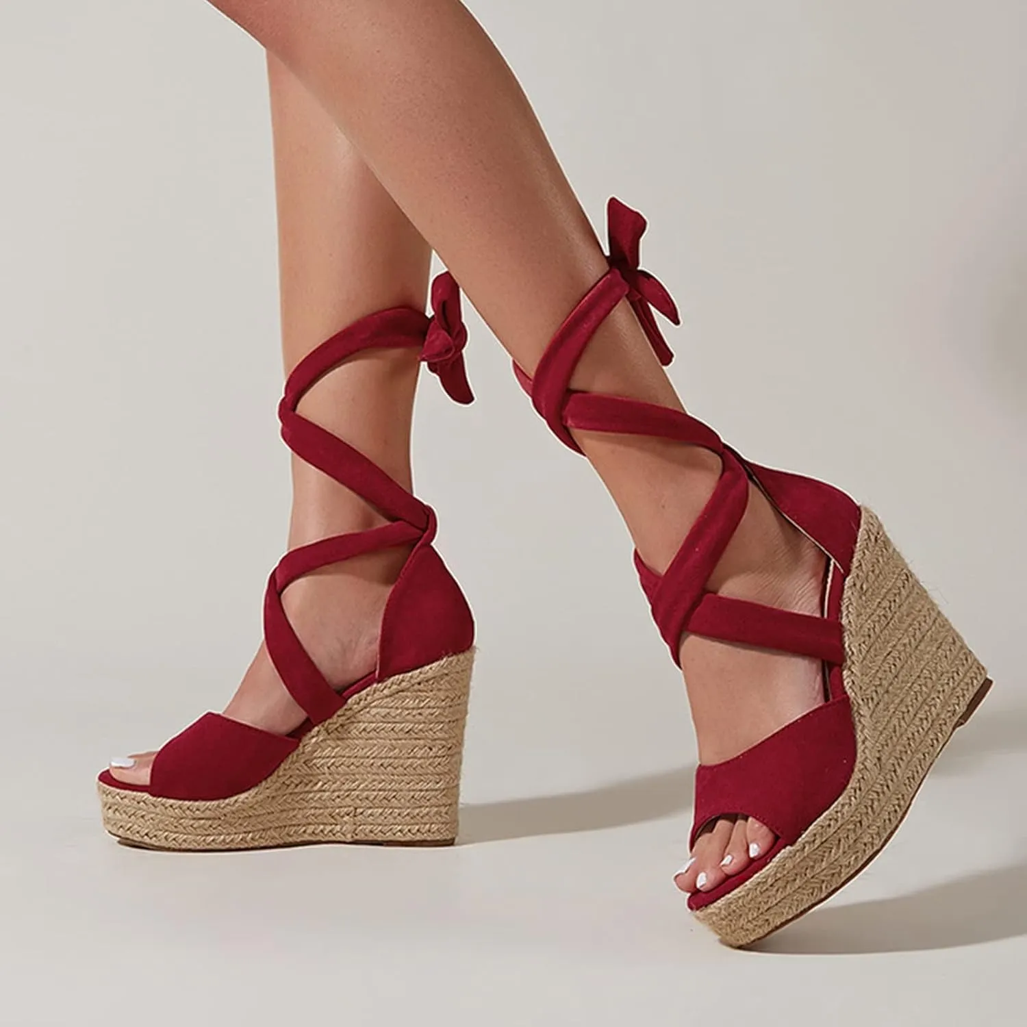Fashion Woman Bandage Sandals, Women's Hemp Rope Platform & Wedge Sandals, Women Cross Straps Thick Bottom Sandals