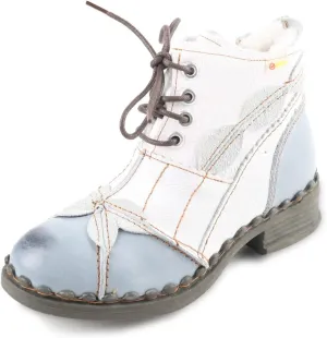 Faux Fur Lining Snow Boots Patchwork Washed Leather Shoes Lace-up Women's Ankle Boots