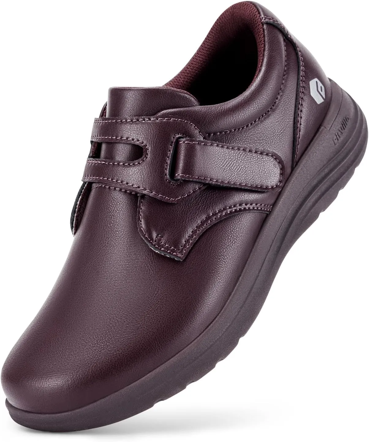 FitVille Wide Walking Shoes for Women Diabetic Dress Shoes with Arch Support Casual Orthopedic Vegan Leather Loafers Shoes All-Day Comfort