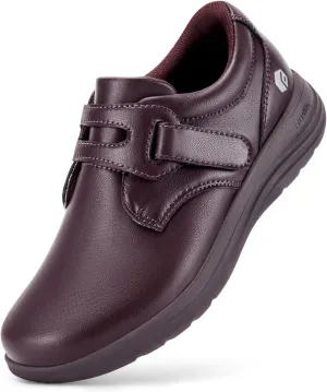 FitVille Wide Walking Shoes for Women Diabetic Dress Shoes with Arch Support Casual Orthopedic Vegan Leather Loafers Shoes All-Day Comfort