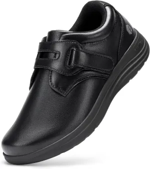 FitVille Wide Walking Shoes for Women Diabetic Dress Shoes with Arch Support Casual Orthopedic Vegan Leather Loafers Shoes All-Day Comfort