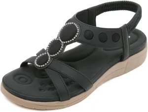 Flip Flops for Women Summer Beach Sandals Elastic Ankle Strap Thong Sandal Travel Vacation Sandals Dressy Flats Shoes