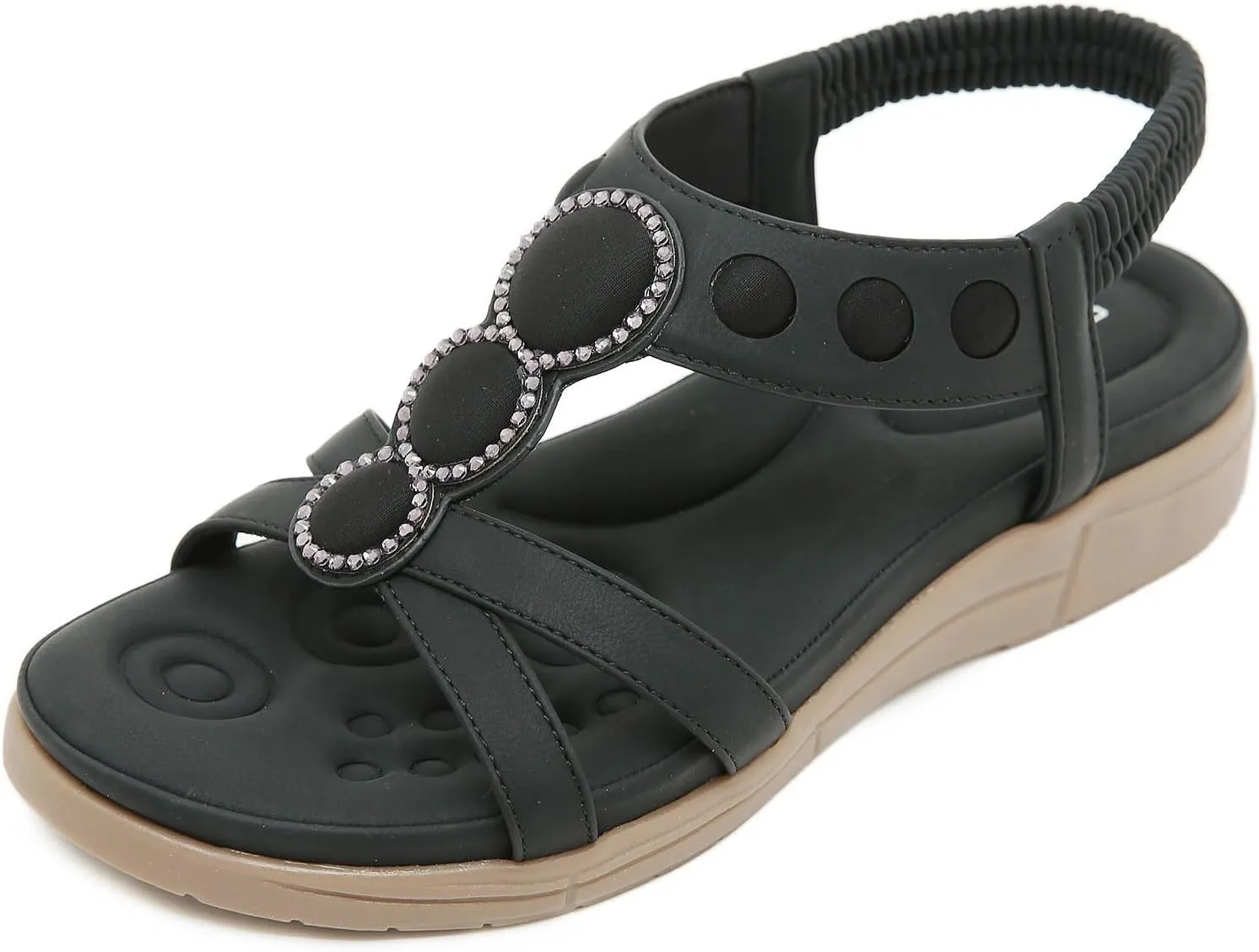 Flip Flops for Women Summer Beach Sandals Elastic Ankle Strap Thong Sandal Travel Vacation Sandals Dressy Flats Shoes