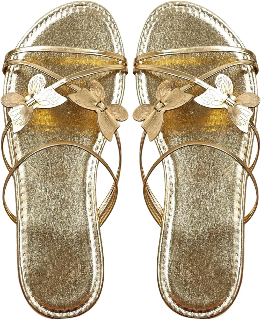 Floerns Women's Elegant Rhinestone Butterfly Transparent Elastic Strap Summer Flat Sandals