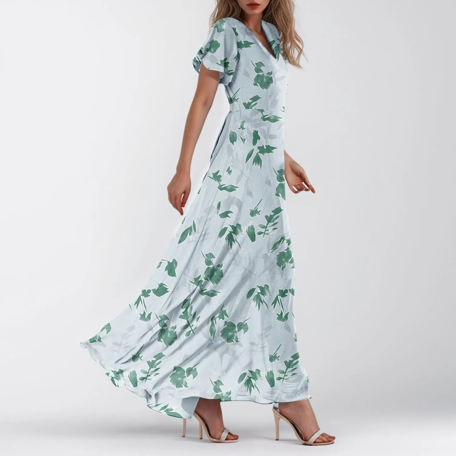Floral Maxi Dresses for Women 2025 Summer Long Chiffon Elegant Flowy Dresses Spring Casual Wedding Guest Dress