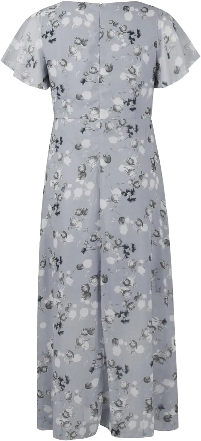 Floral Maxi Dresses for Women 2025 Summer Long Chiffon Elegant Flowy Dresses Spring Casual Wedding Guest Dress