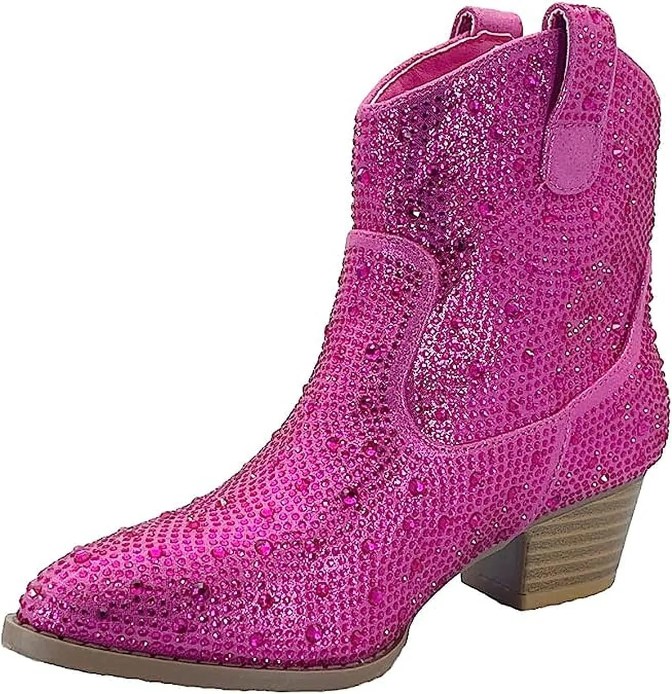 Forever Girls Rhinestone Cowboy Boots Kids Low Heel Dress Booties