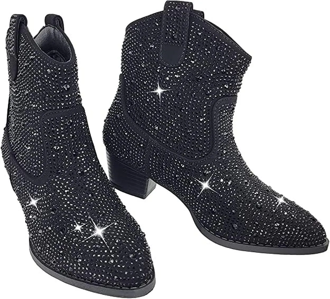 Forever Girls Rhinestone Cowboy Boots Kids Low Heel Dress Booties