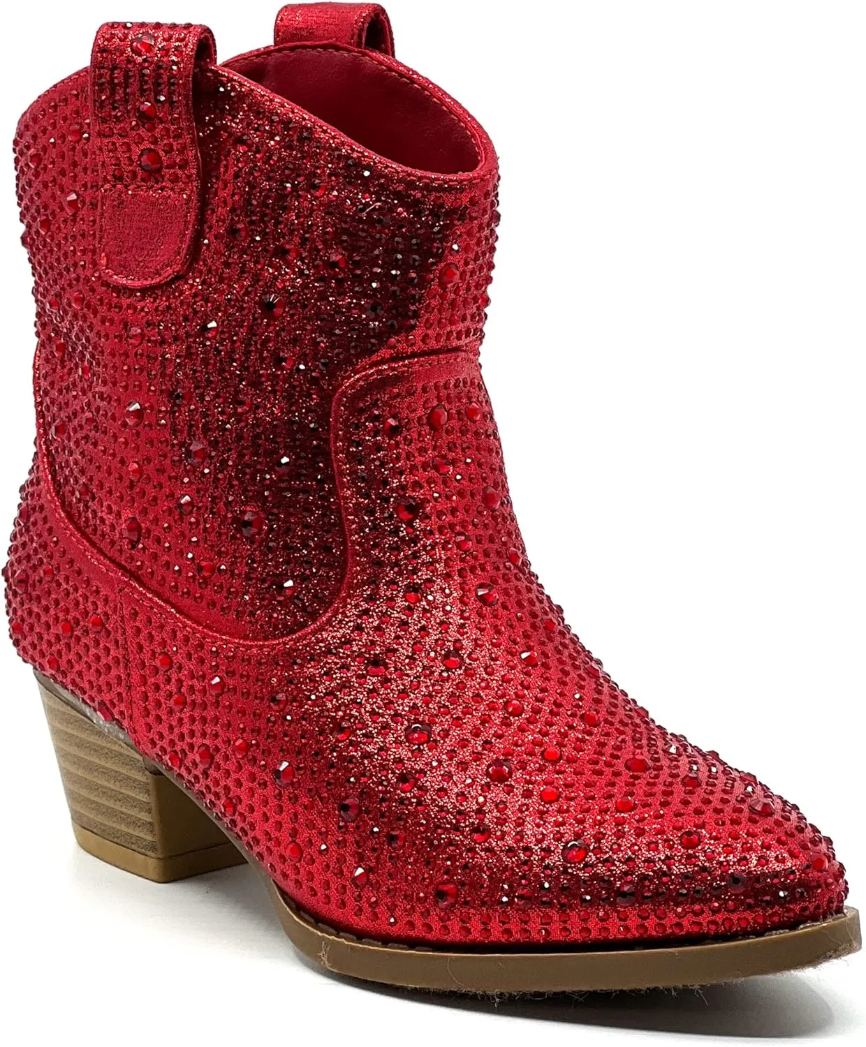 Forever Girls Rhinestone Cowboy Boots Kids Low Heel Dress Booties