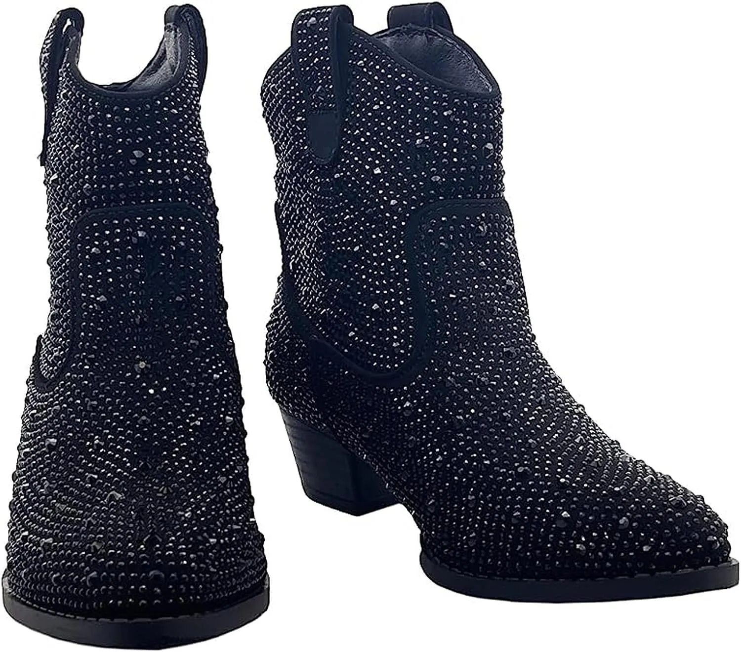 Forever Girls Rhinestone Cowboy Boots Kids Low Heel Dress Booties