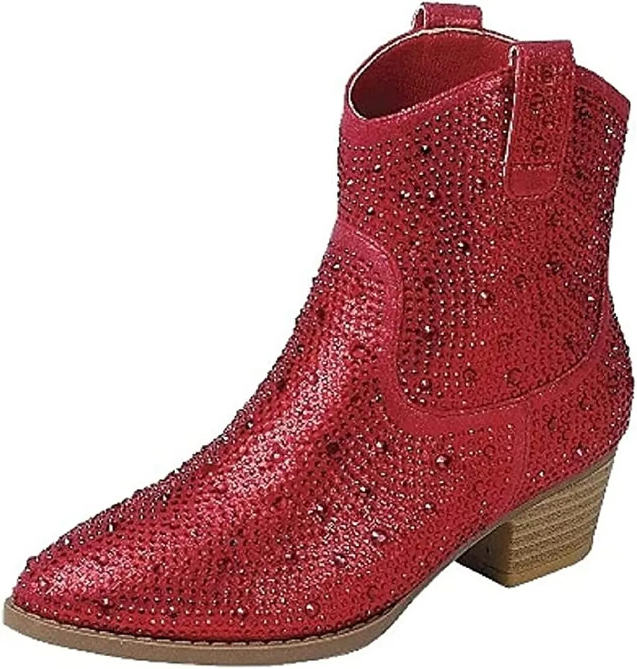 Forever Girls Rhinestone Cowboy Boots Kids Low Heel Dress Booties