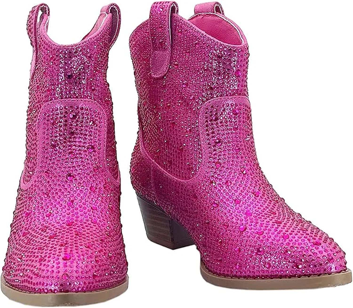 Forever Girls Rhinestone Cowboy Boots Kids Low Heel Dress Booties