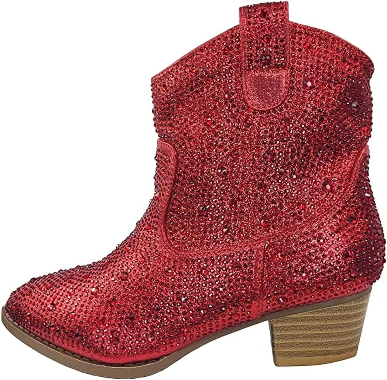 Forever Girls Rhinestone Cowboy Boots Kids Low Heel Dress Booties