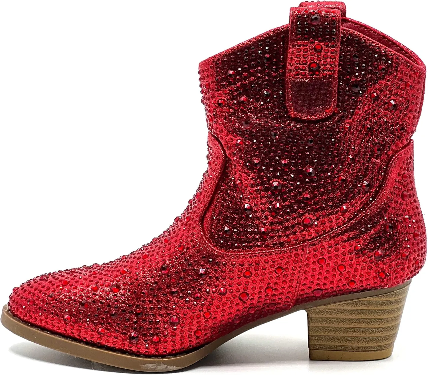 Forever Girls Rhinestone Cowboy Boots Kids Low Heel Dress Booties