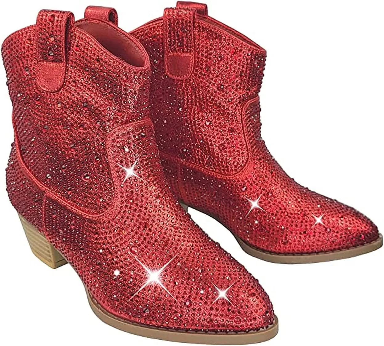 Forever Girls Rhinestone Cowboy Boots Kids Low Heel Dress Booties
