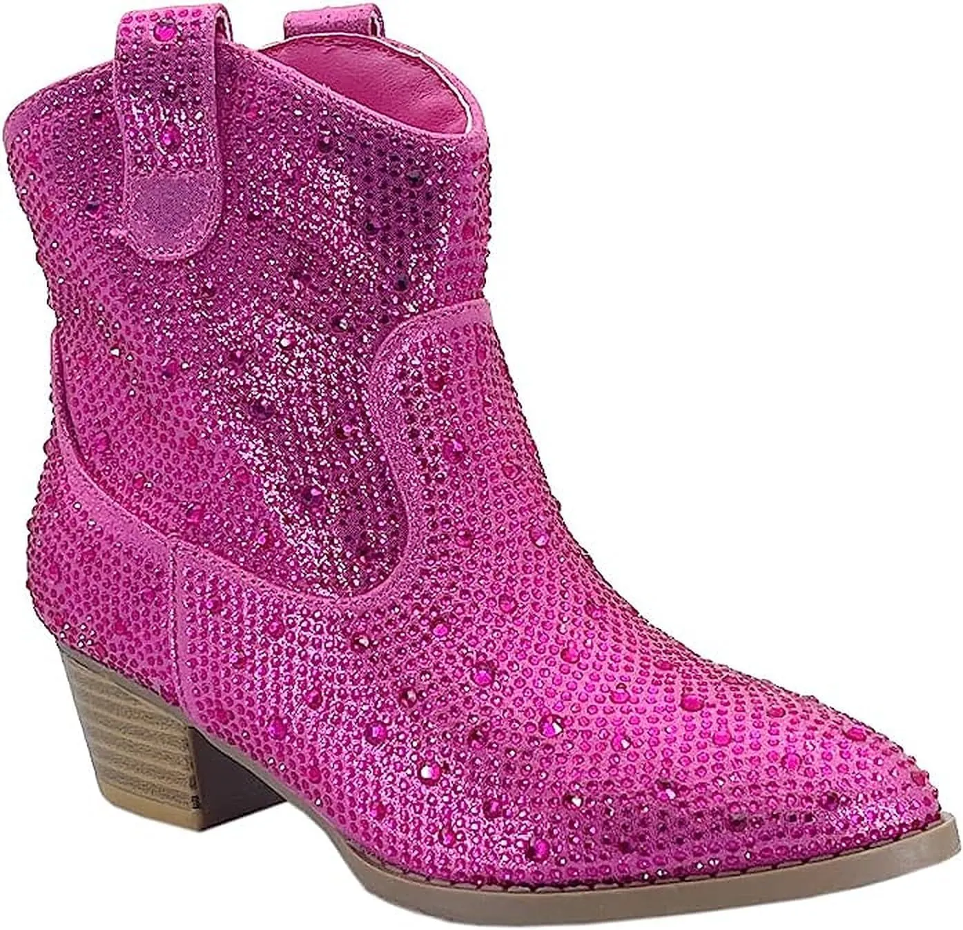 Forever Girls Rhinestone Cowboy Boots Kids Low Heel Dress Booties