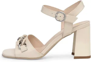 FOWT Women Chain Open Toe Ankle Strap Buckle Glossy Sandals Chunky High Heel Summer Prom Party Shoes Size 4-16 US