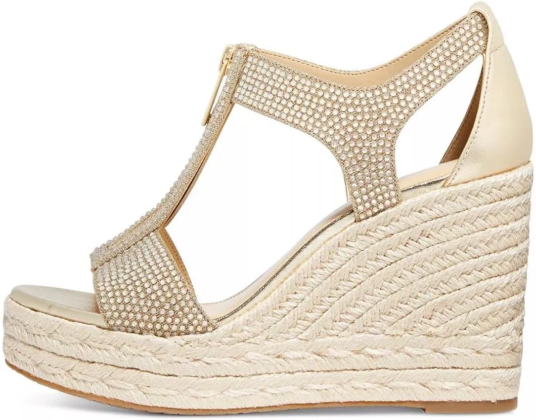 FOWT Women Espadrille Wedge Sandals Platform Open Toe High Heels Hollow Cut Zipper Dressy Shoes Size 4-16 US