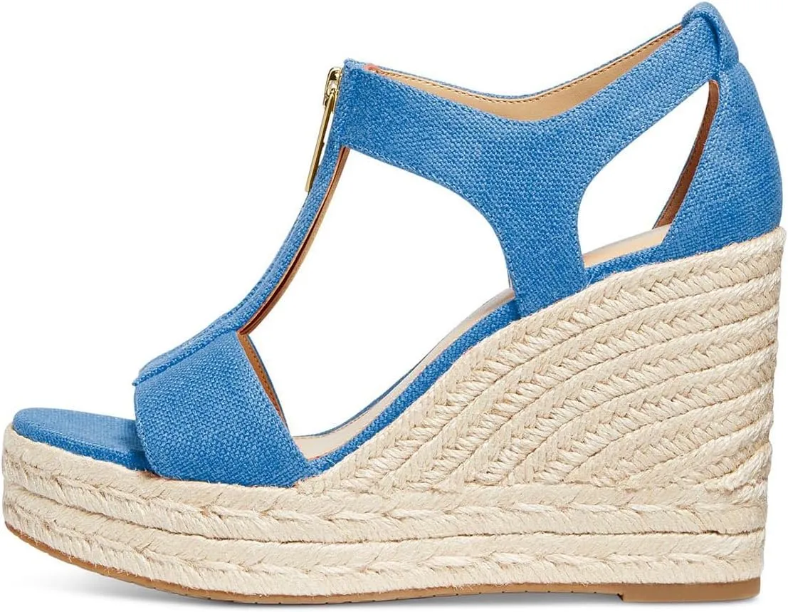 FOWT Women Espadrille Wedge Sandals Platform Open Toe High Heels Hollow Cut Zipper Dressy Shoes Size 4-16 US