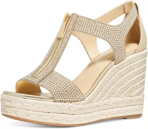 FOWT Women Espadrille Wedge Sandals Platform Open Toe High Heels Hollow Cut Zipper Dressy Shoes Size 4-16 US