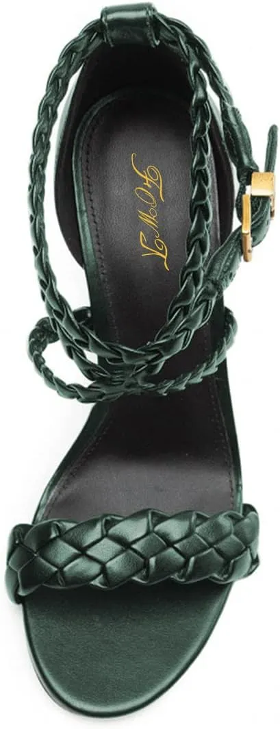 FOWT Women Open Toe Braid Strap Sandals Cross Strappy Stiletto High Heels Fashion Evening Prom Dance Shoes Size 4-15 US