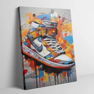 Framed Trendy Cool Sneaker Shoe Canvas Wall Art Gym Sports Decor Poster For Living Room Bedroom Home Office Artwork Gift Ready To Hang 12X16inch（30X40cm）