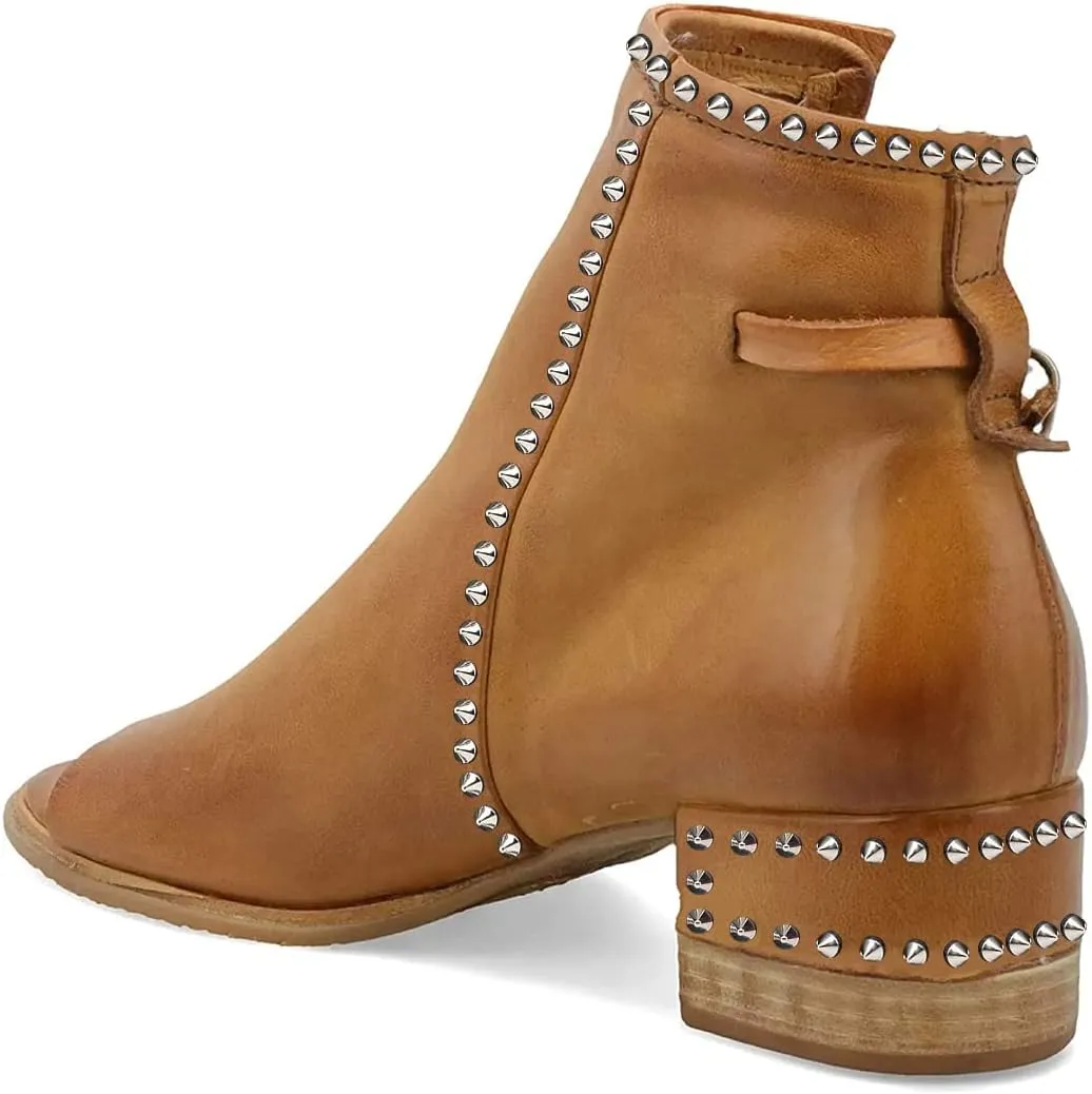 FSJ Women Peep Open Toe Sandals Boot Cut Out Buckle Ankle Bootie Comfortable Stacked Block Low Heeled Summer Sandal Shoes Size 4-15 M US
