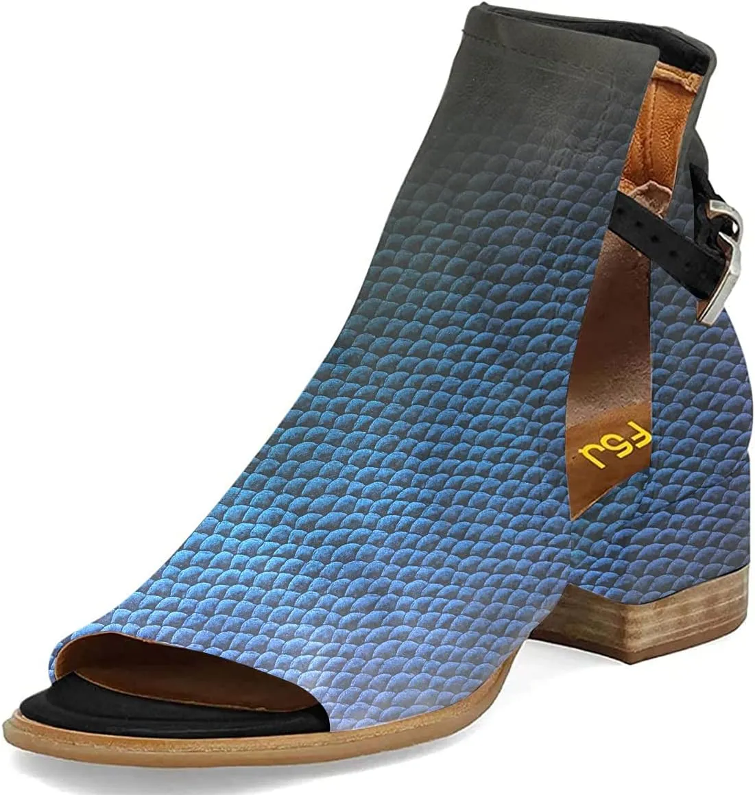 FSJ Women Peep Open Toe Sandals Boot Cut Out Buckle Ankle Bootie Comfortable Stacked Block Low Heeled Summer Sandal Shoes Size 4-15 M US
