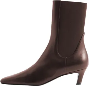 FSJ Women Square Toe Ankle Boot Kitten Low Heel Slip On Western Elastic Chelsea Bootie Vegan Leather Walking Dress Shoes Size 4-16 US
