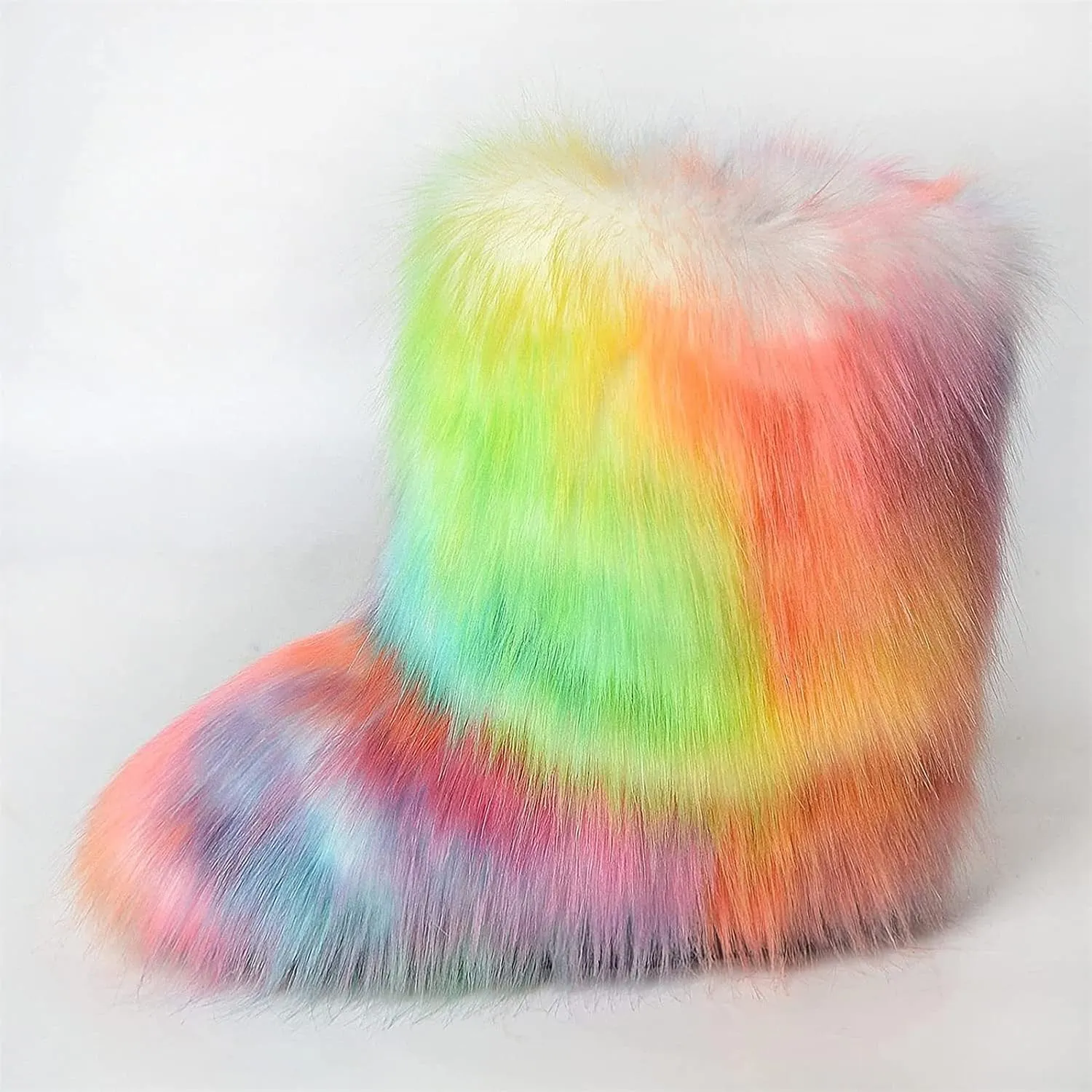 FUNCOS Women's Faux Fur Boots Warm Fuzzy Fluffy Winter Halloween Party Costume Shoes