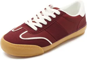 FUNKYMONKEY Women Fashion Sneakers Lace Up Comfort Casual Tennis Skate Shoes Lightweight Anti Slip Walking Footwear