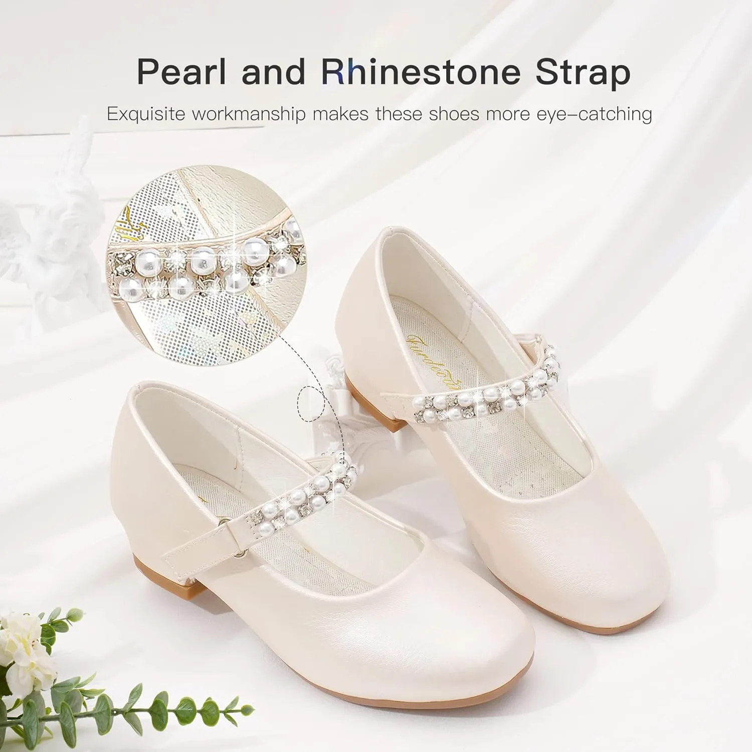 Furdeour Toddler Girls Mary Janes Shoes Low Heel Ballet Flats Wedding Party Dress Shoes for Kids