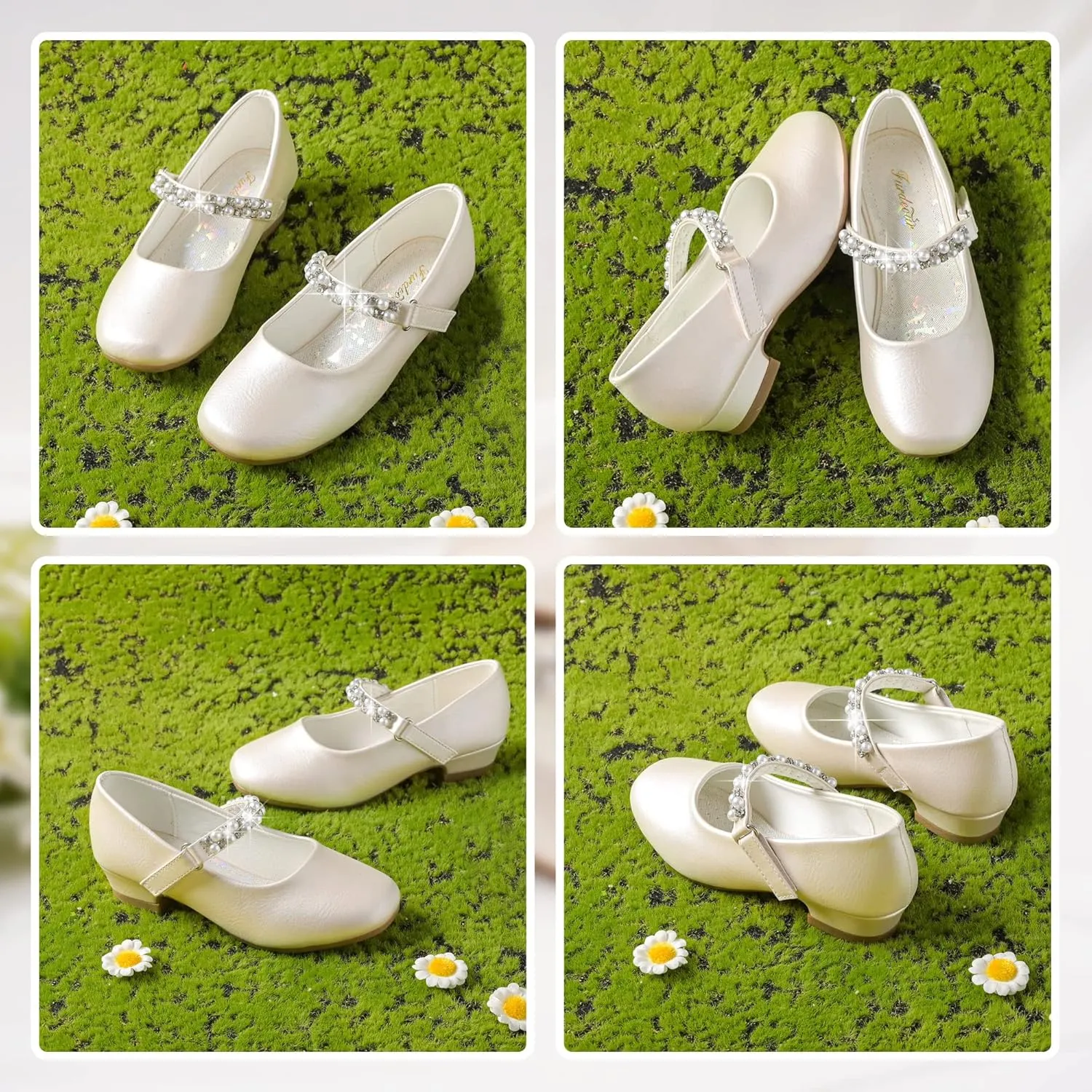 Furdeour Toddler Girls Mary Janes Shoes Low Heel Ballet Flats Wedding Party Dress Shoes for Kids