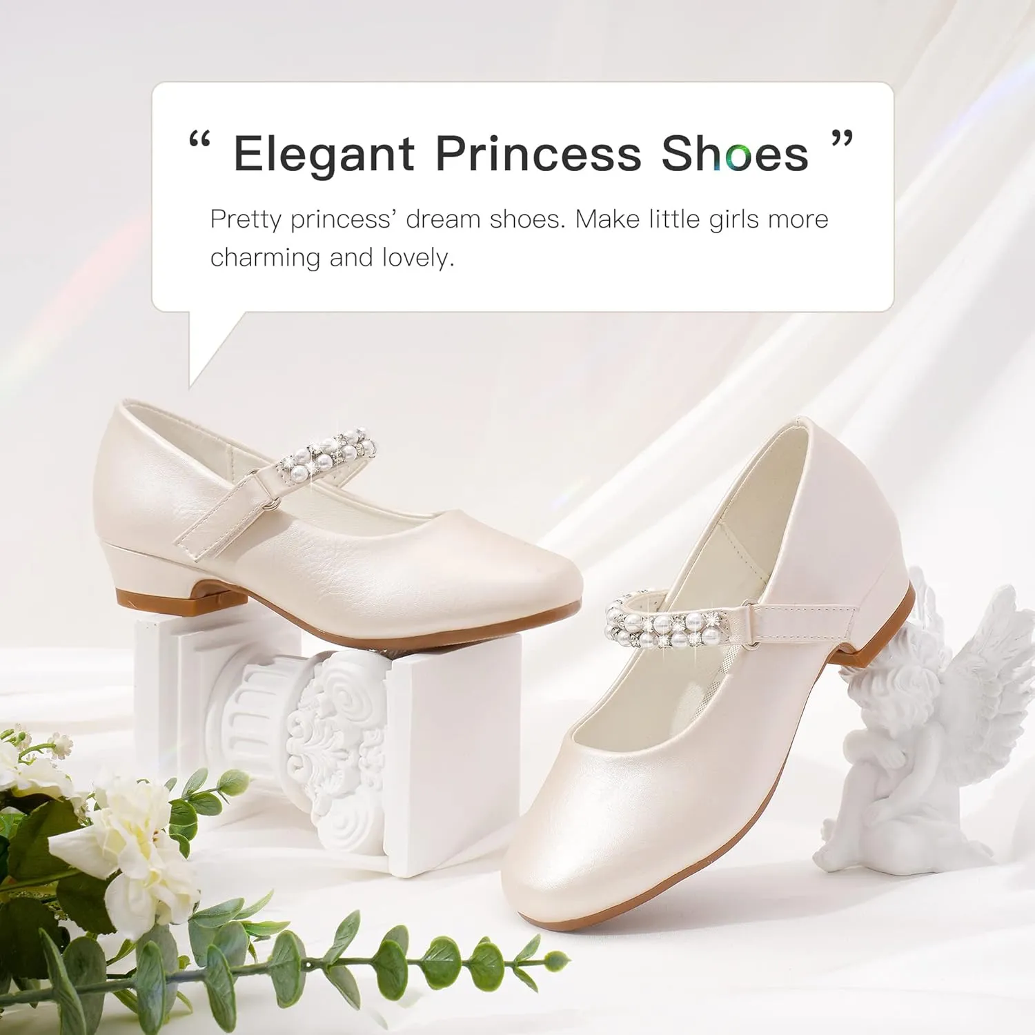 Furdeour Toddler Girls Mary Janes Shoes Low Heel Ballet Flats Wedding Party Dress Shoes for Kids