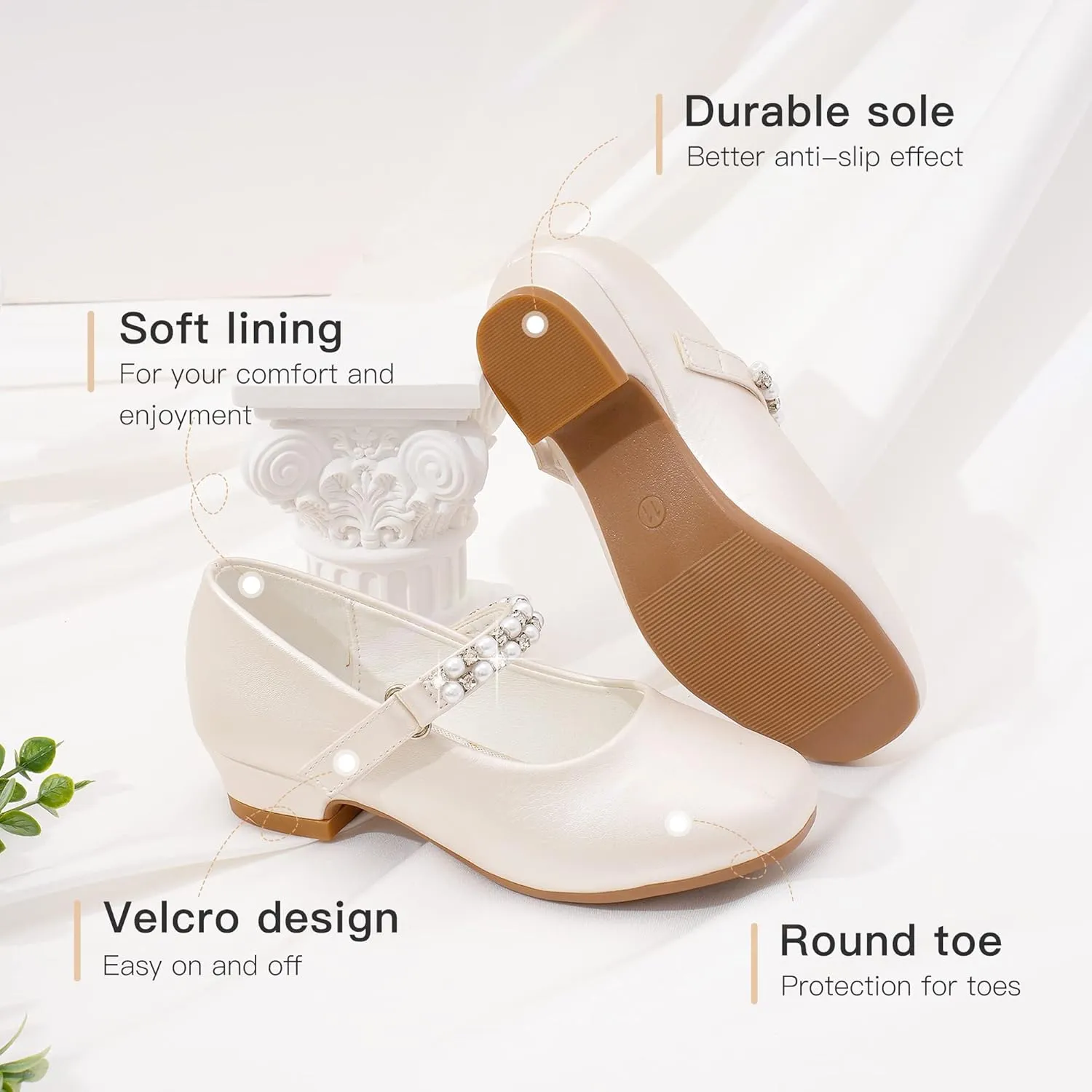 Furdeour Toddler Girls Mary Janes Shoes Low Heel Ballet Flats Wedding Party Dress Shoes for Kids